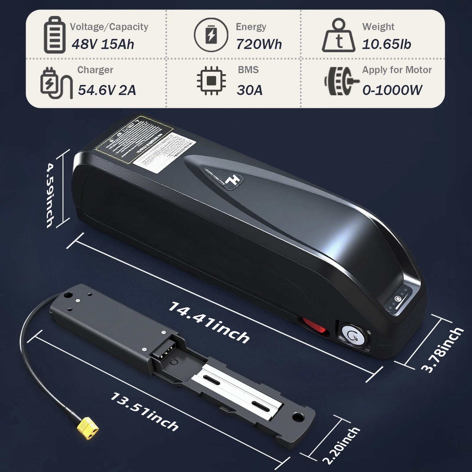 48V 15-25Ah Large Capacity Battery For 200-1500W Motor Battery 