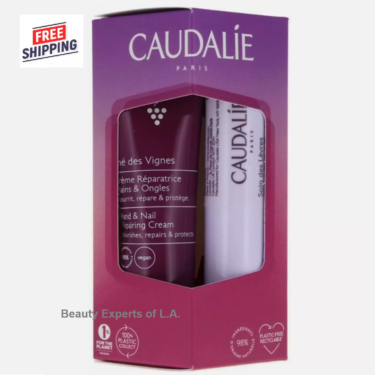 DUO Caudalie Thé des Vignes Hand & Nail Repairing Cream 30ml + Lip Stick 4.5g