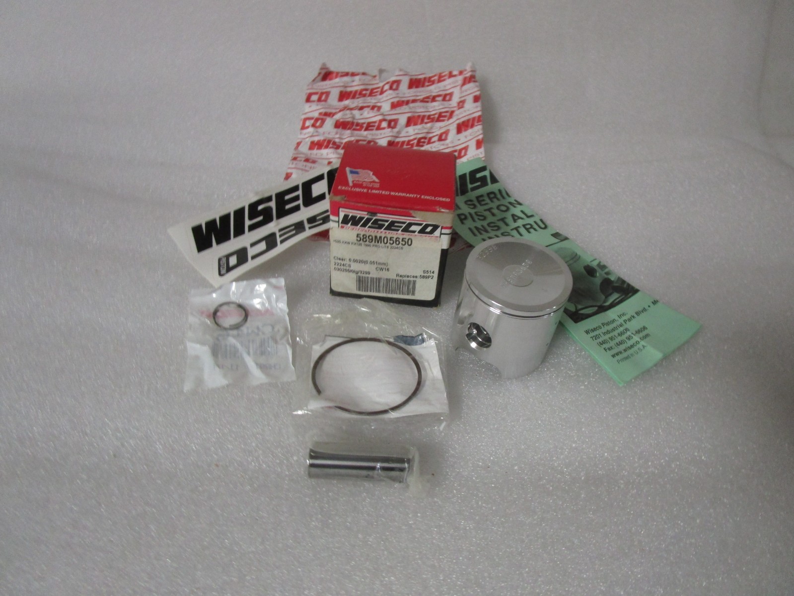 1990 Kawasaki KX125 Wiseco Pro Lite Piston Assembly 56.50mm .020 O/S 1990 Kawasaki KX125 Wiseco Pro Lite Piston Assembly 56.50mm .020 O/S