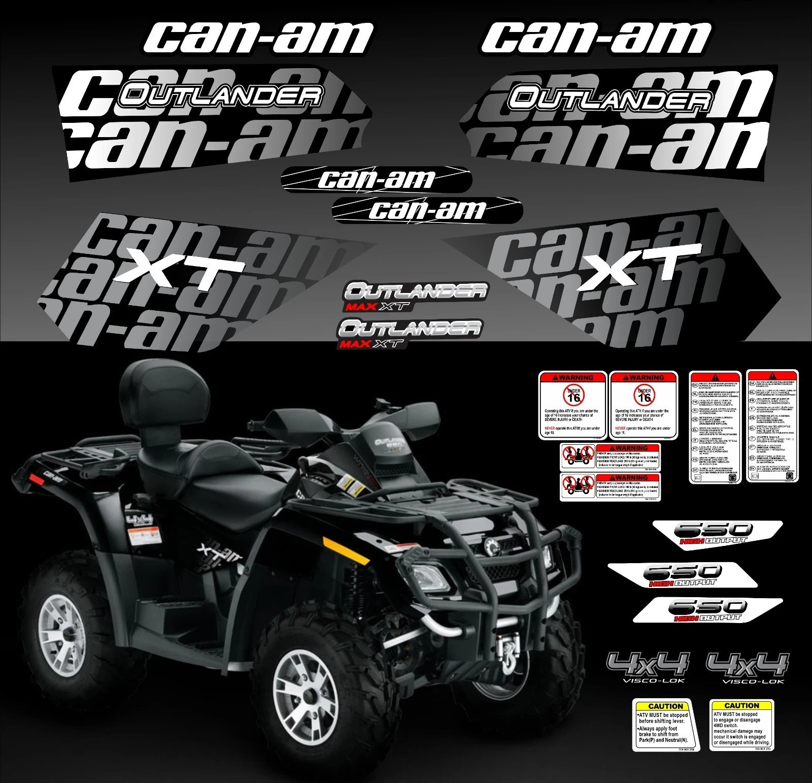 ATV Graphics Decals Stickers for Can-Am Outlander 650 XT ATV Graphics Decals Stickers for Can-Am Outlander 650 XT