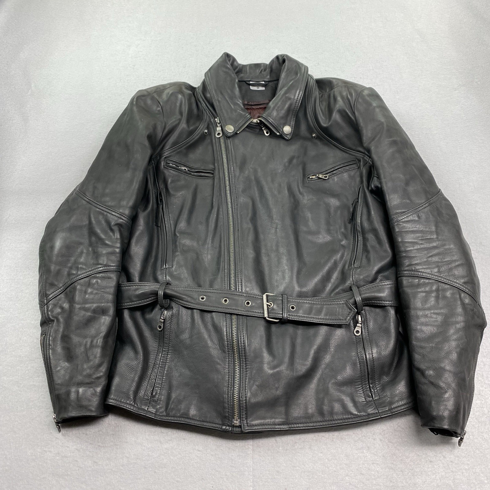 Vintage Held Jacket Mens 58 Black Full Zip Leather Paded Biker Moto Riding Vintage Held Jacket Mens 58 Black Full Zip Leather Paded Biker Moto Riding