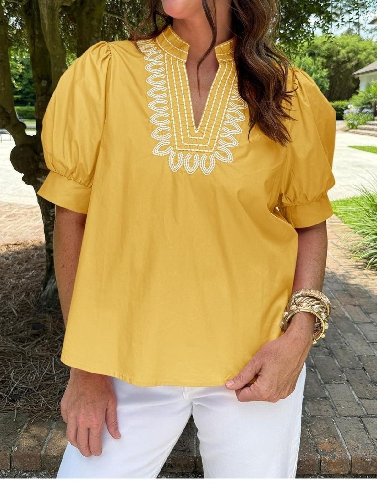 Embroidered Puff Sleeve Blouse Embroidered Puff Sleeve Blouse