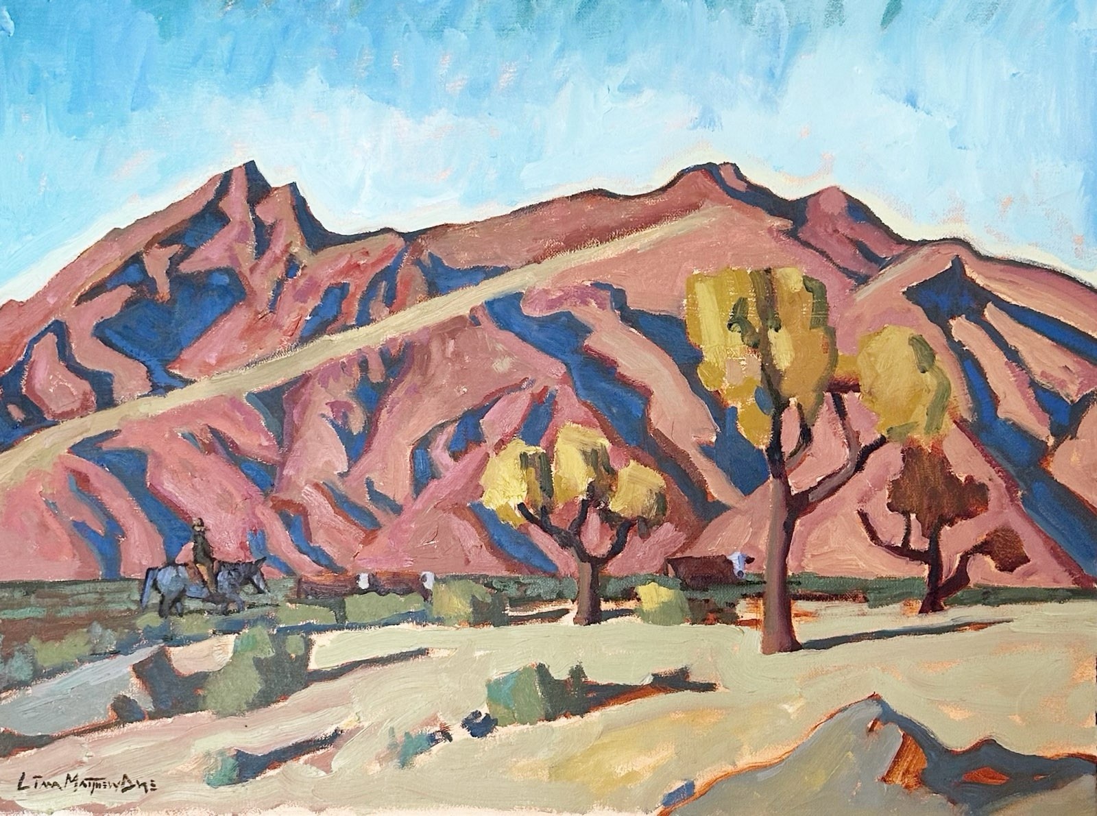 Original Painting Western Landscape Cowboy 18x24 Dixon Style Signed 