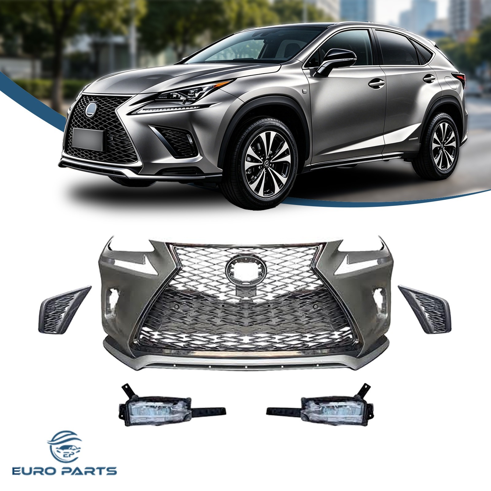 Fit 2018-2021 Lexus NX NX300 F-Sport Style Complete Front Bumper Kit W/Foglight