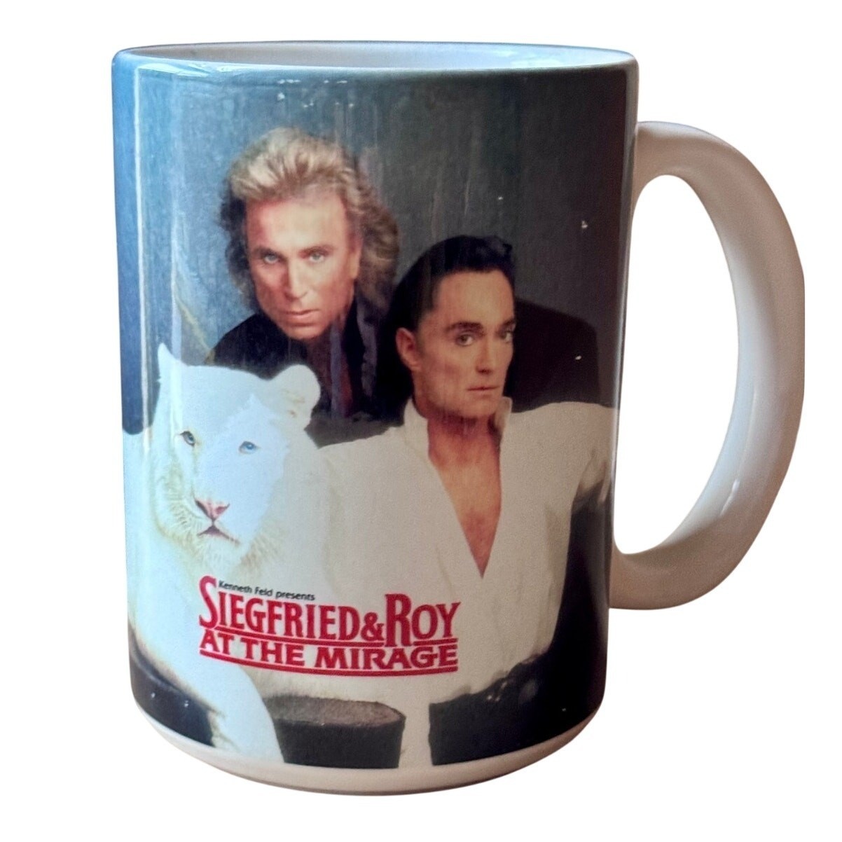 Vintage Siegfried & Roy At The Mirage Mug, 90s Las Vegas Souvenir Coffee Cup