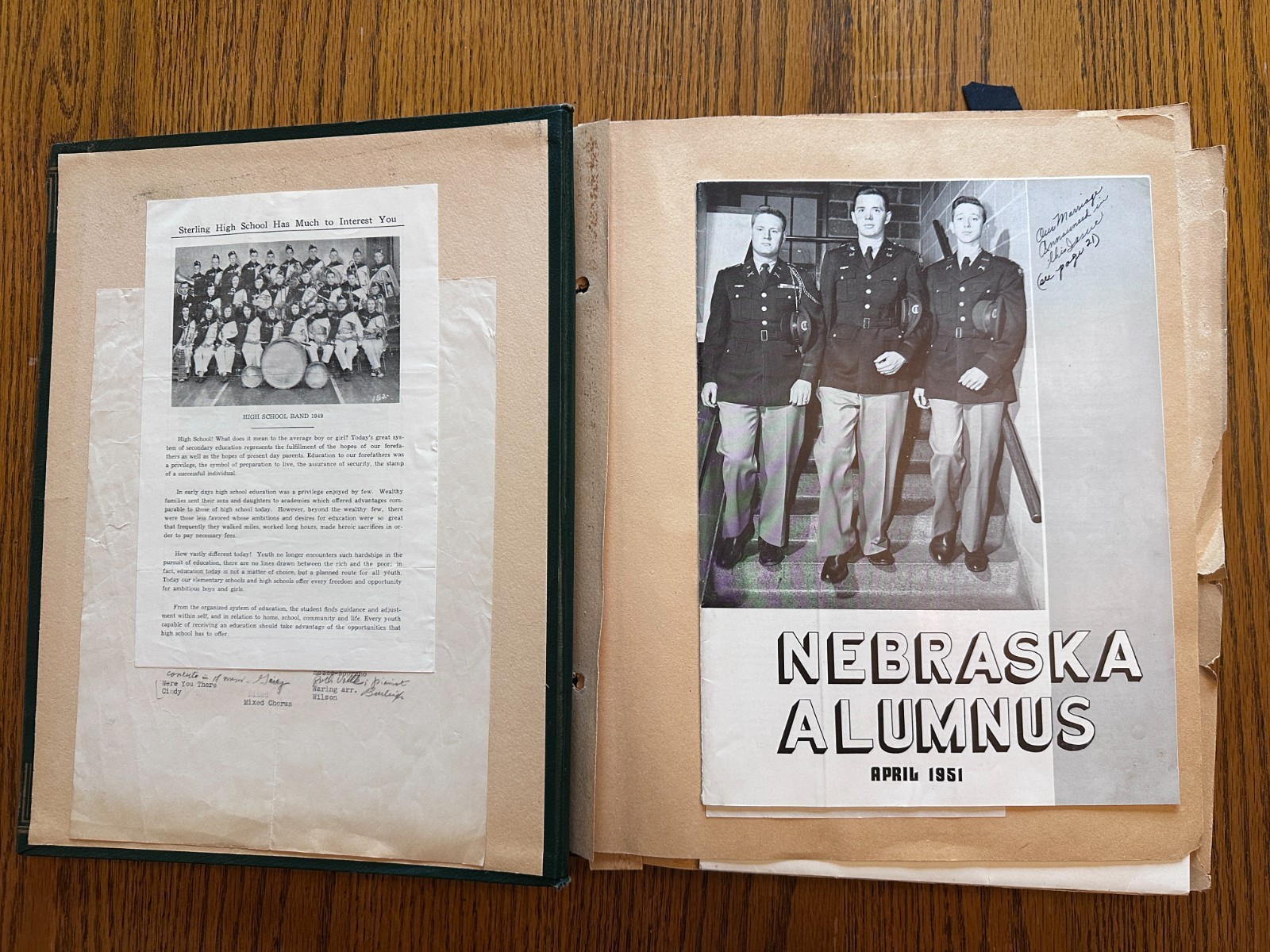 1940-50's University of Nebraska Vintage Scrapbook Sports Music Edgar