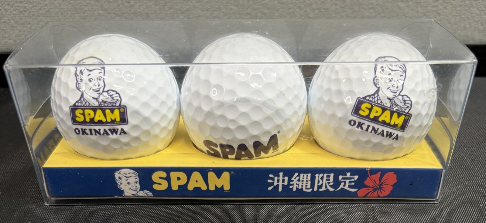 Vintage Spam Themed Logo Okinawa Japan Exclusive 3 Golf Ball Collector\'s Set New Vintage Spam Themed Logo Okinawa Japan Exclusive 3 Golf Ball Collector\'s Set New