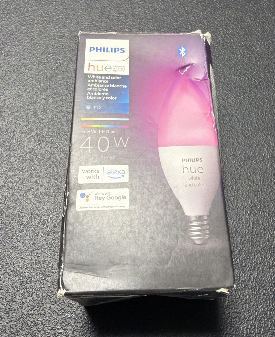 Philips Hue White and Color Ambiance Smart LED Candle E12 Candelabra