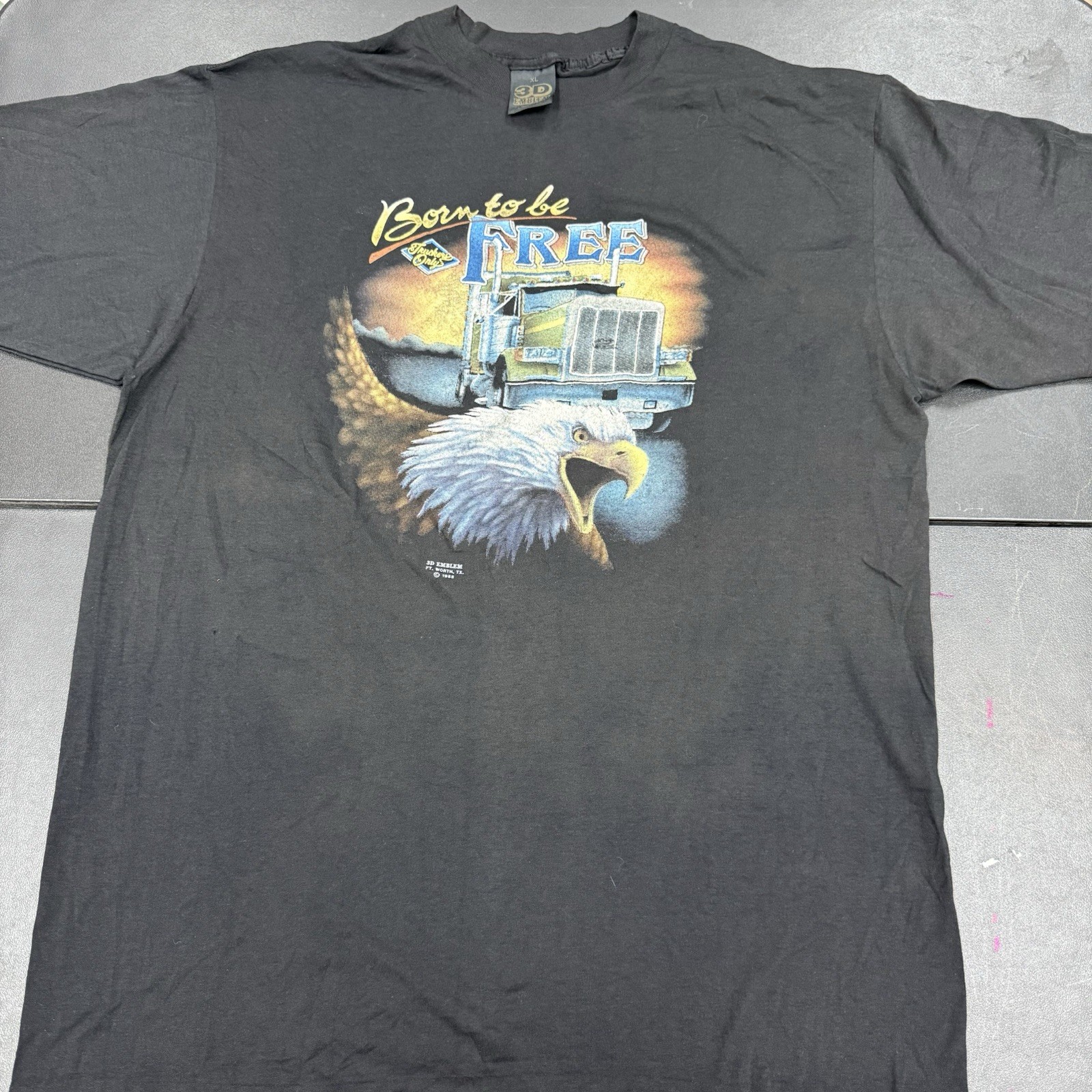 Vintage 80s Truckers Only 3d Emblem Shirt Born Free Size XL Mens 