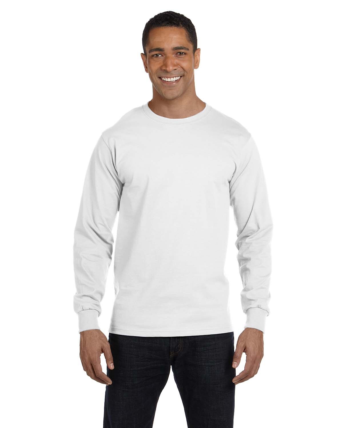 Hanes Men\'s 5.2 oz. ComfortSoft Cotton Long Sleeves Tag-Free T-Shirt 5286 S-3XL