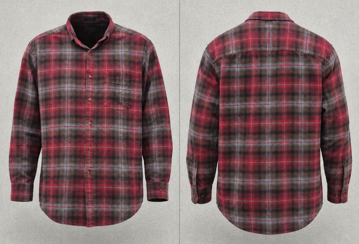 Pendleton Mason Flannel Shirt Mens Large Red Shadow Plaid Cotton Button Down