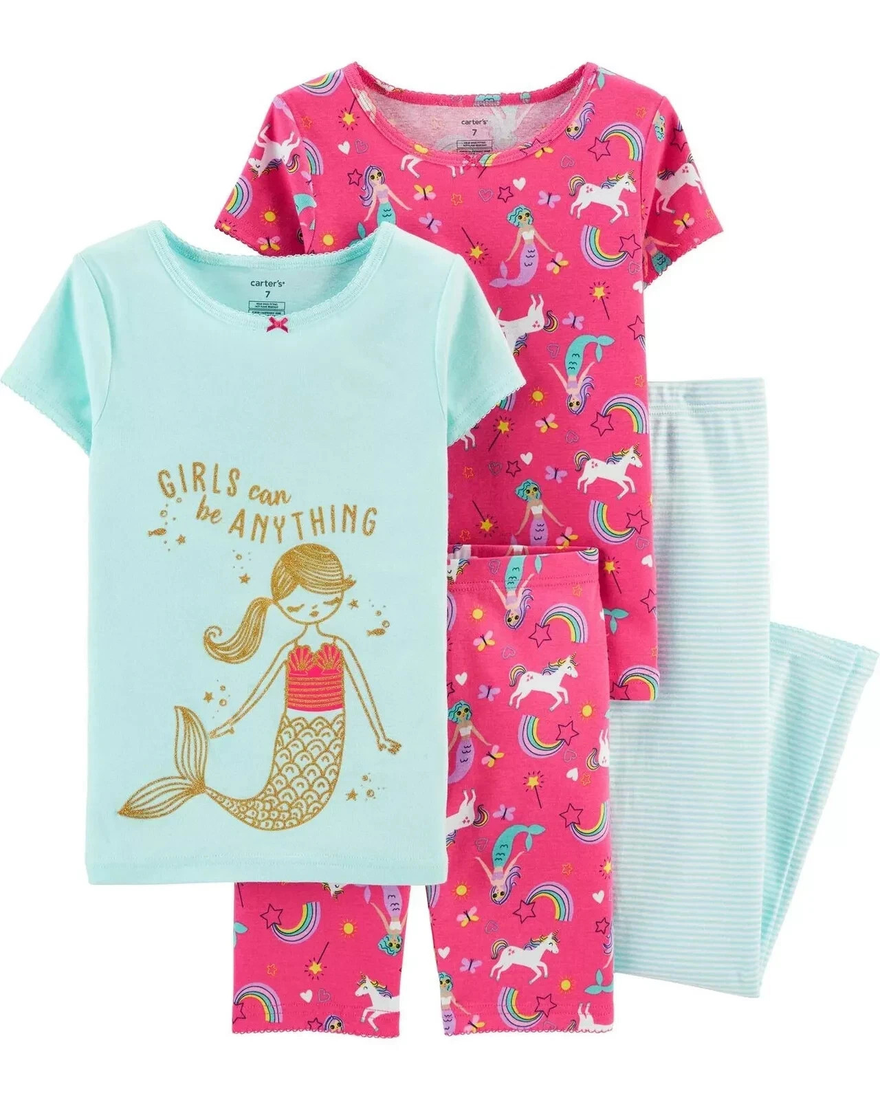 Carter's Girls 4-Piece 100% Snug Fit Cotton PJs Pajama Set