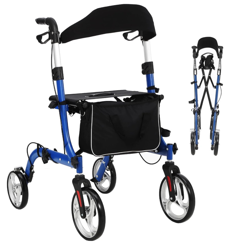 Ga.rvee 2-in-1 Folding Walker Transport Chair, 300LB All-Terrain Rollator Ga.rvee 2-in-1 Folding Walker Transport Chair, 300LB All-Terrain Rollator