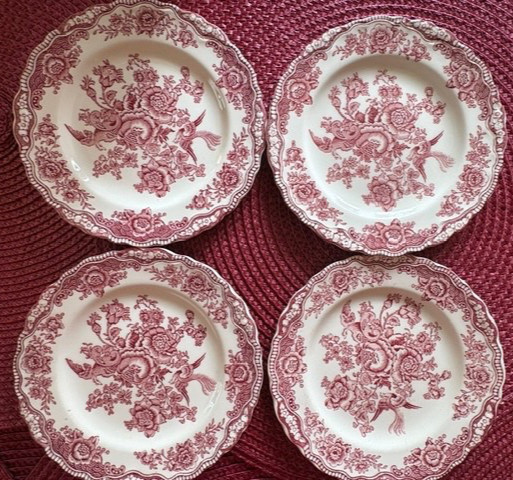 Crown Ducal Bristol Pink Floral Plates Set of 4 6in Ceramic England