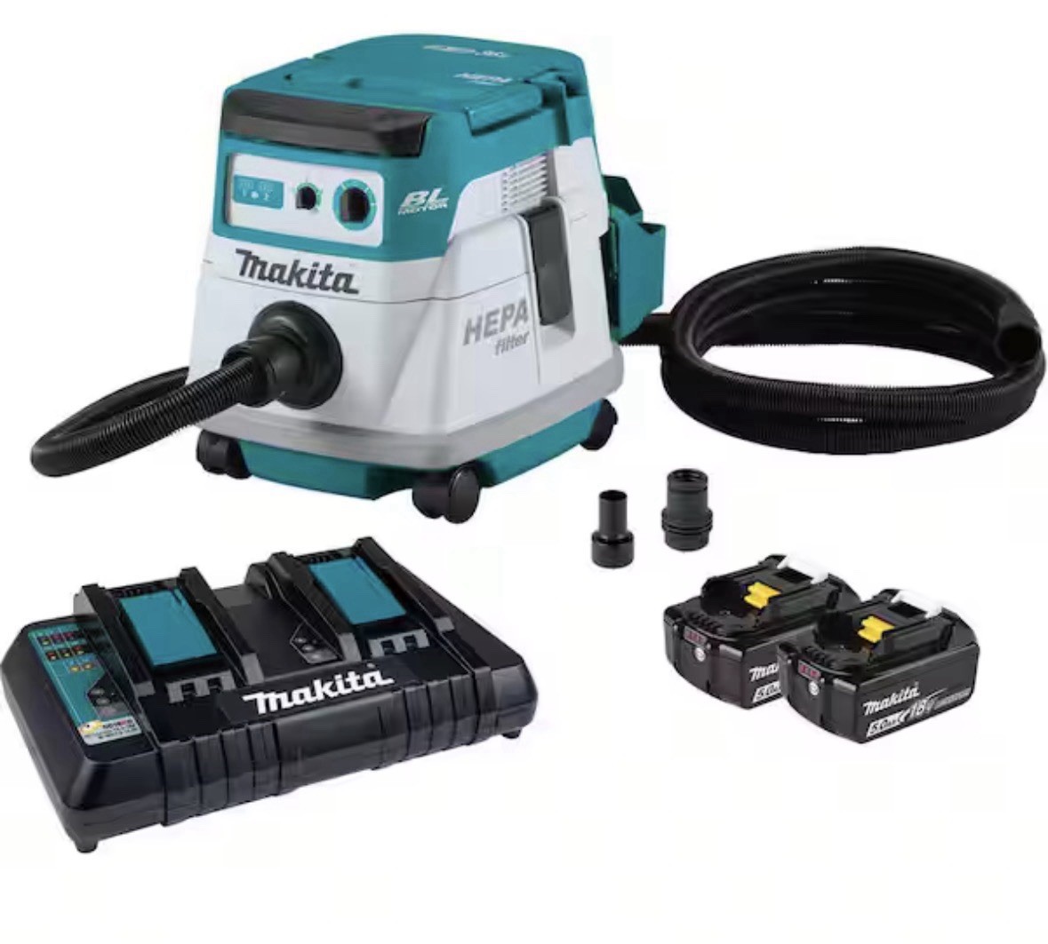 Makita XCV21PTX 36V (18V X2) LXT HEPA Dry Dust Extractor 2.1 Gal Kit