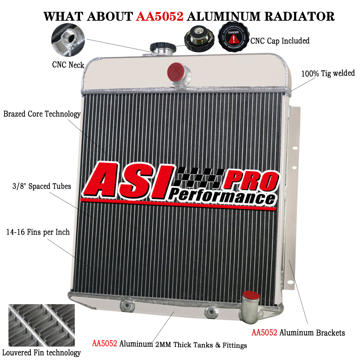 4-Row Aluminum Radiator for Plymouth Deluxe Special Deluxe Suburban 1949-1950 US