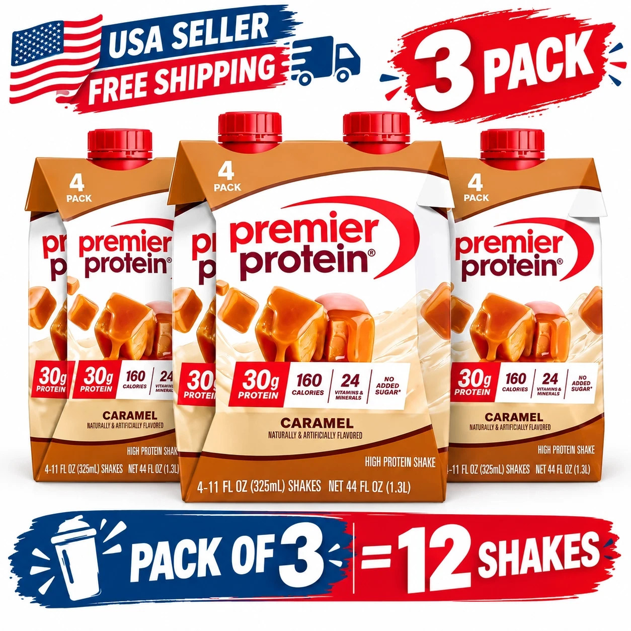 Premier Protein Shake, Caramel, 30g Protein, 11 fl oz, 12 Ct Premier Protein Shake, Caramel, 30g Protein, 11 fl oz, 12 Ct