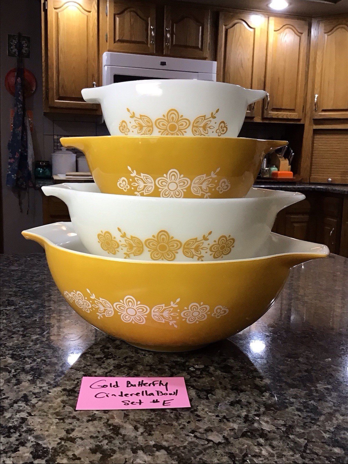 Vintage 1974 Pyrex Butterfly Gold On Opal Cinderella Mixing Bowl SET 1st EDITION