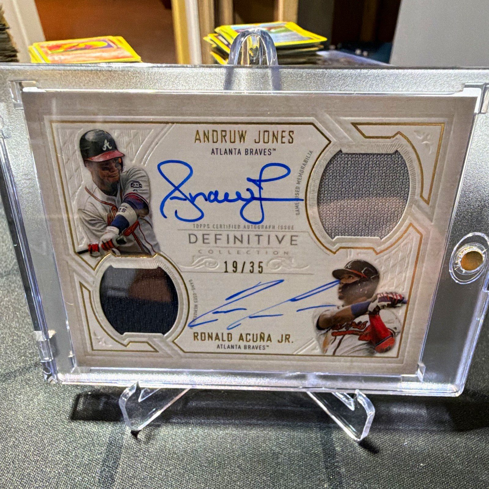 2019 Topps Definitive Dual Auto Relic Acuna Jr Andruw Jones DAR-JA 19/35 2019 Topps Definitive Dual Auto Relic Acuna Jr Andruw Jones DAR-JA 19/35