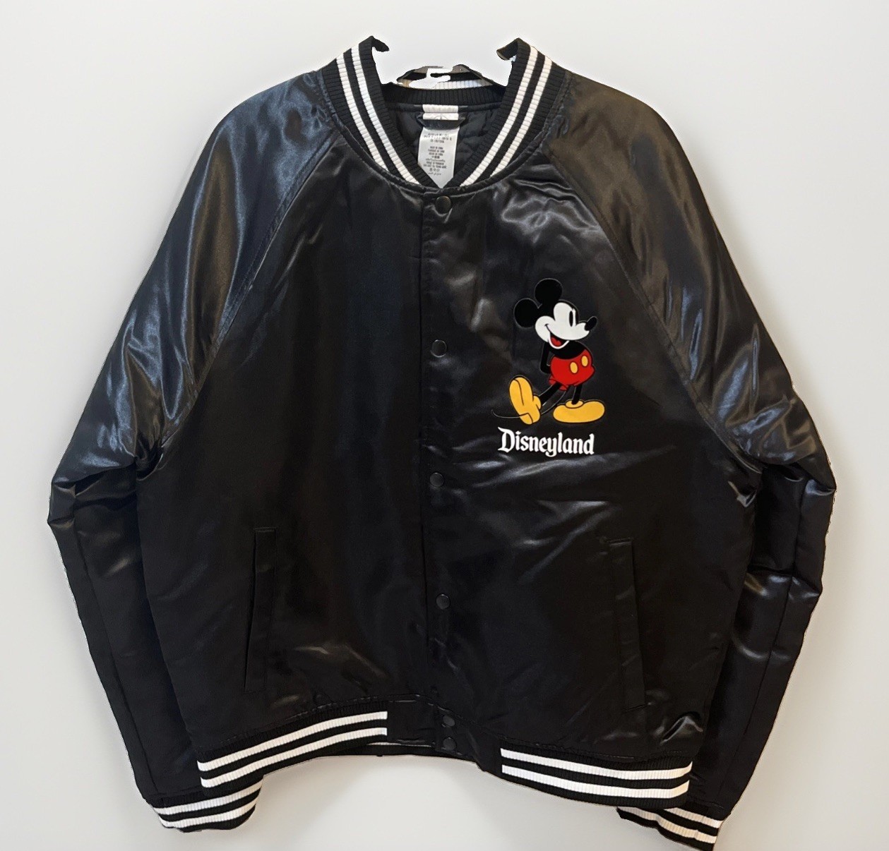 Disneyland Retro Mickey Mouse Bomber Letterman Jacket Black Size XL Disney Parks