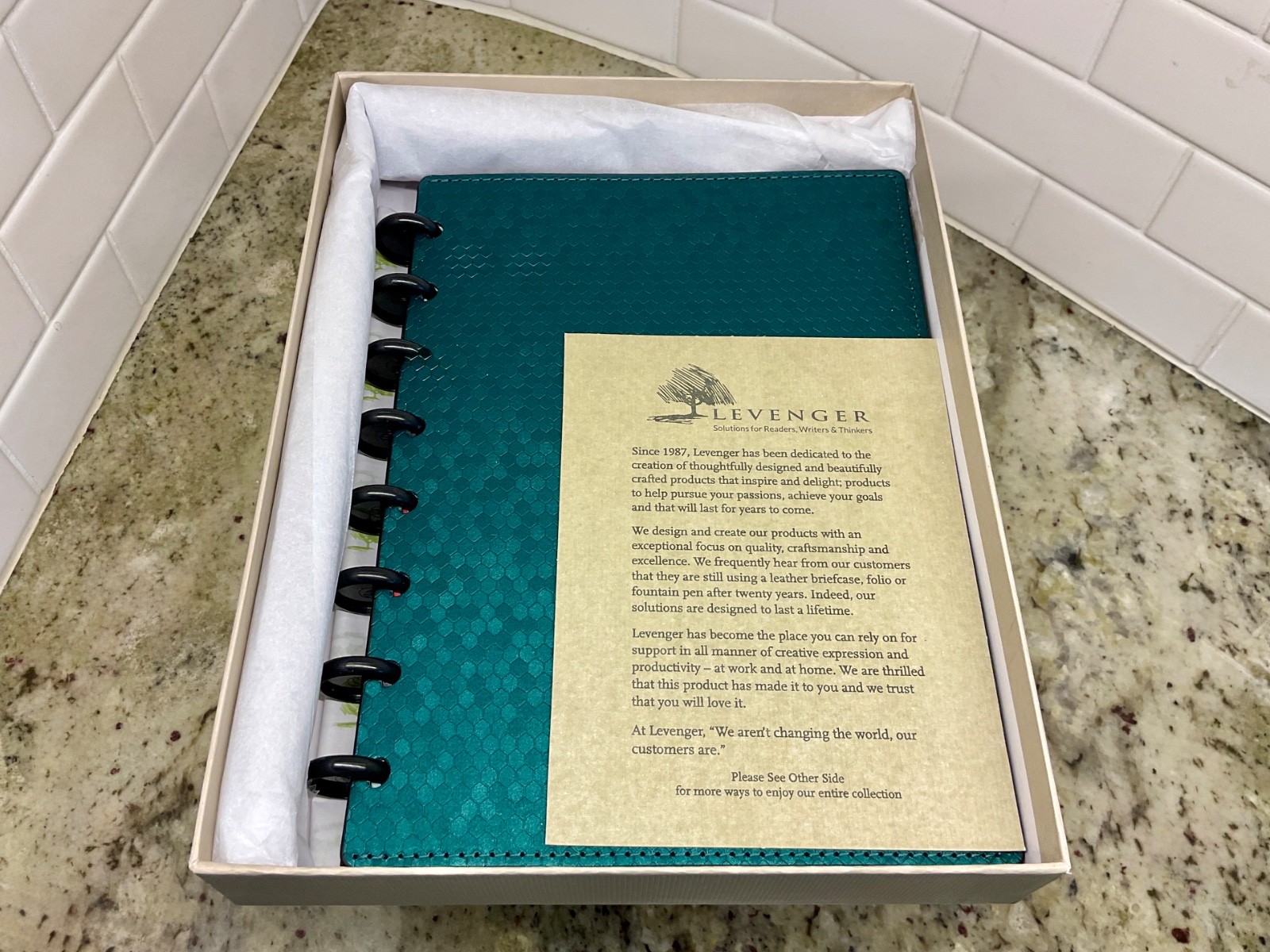 LEVENGER Junior Sized Circa Honeycomb Silver Foldover Notebook Pine Colored LEVENGER Junior Sized Circa Honeycomb Silver Foldover Notebook Pine Colored