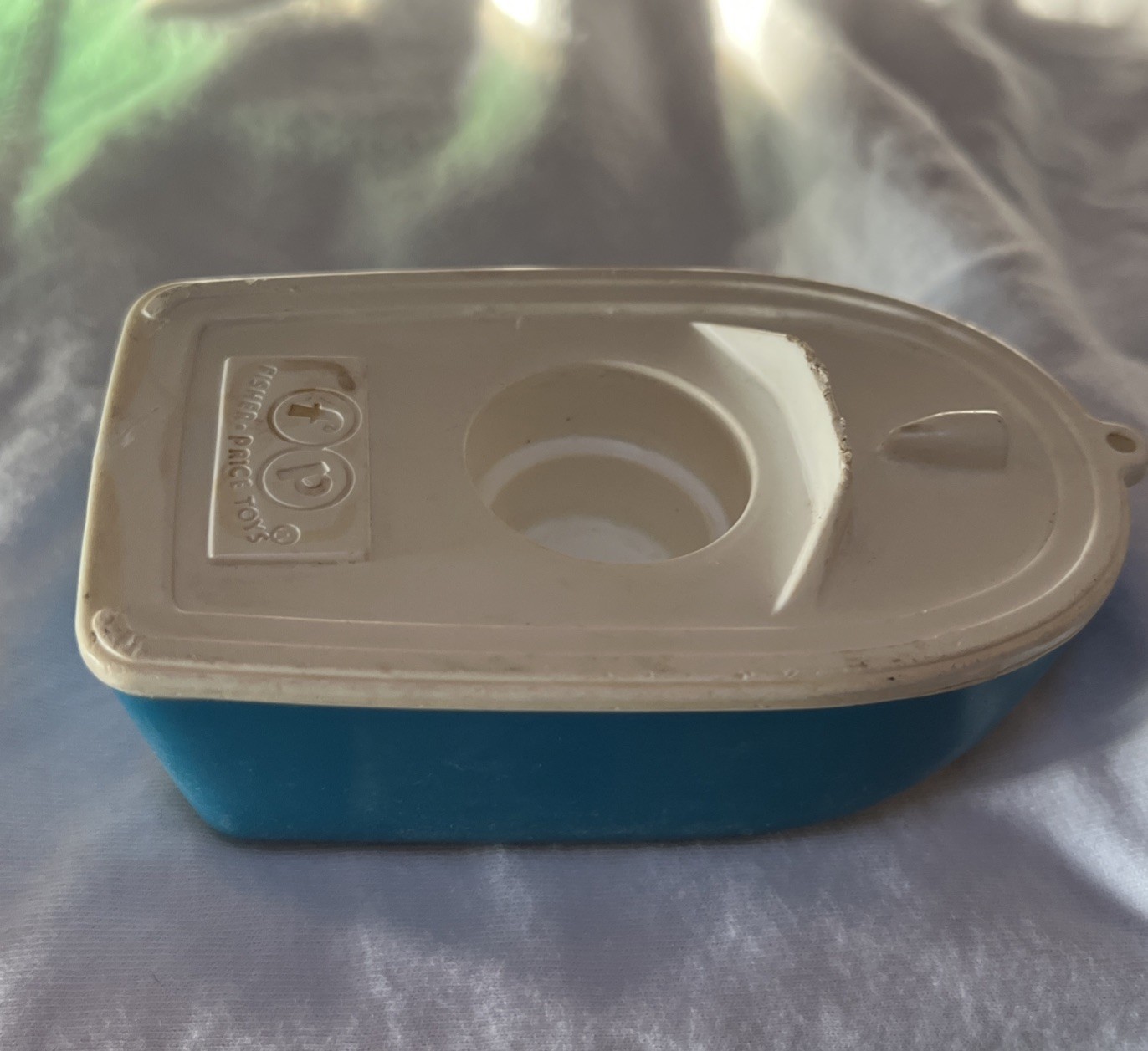 Vtg Fisher Price Little People play family Cream Blue Boat 