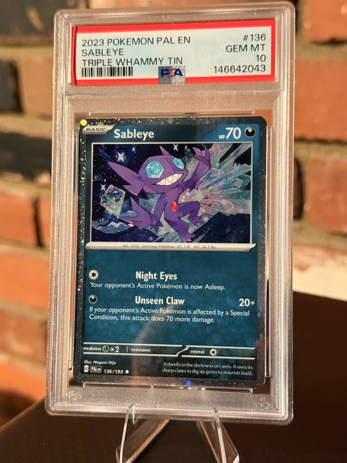 Pokemon Sableye Cosmos #136 PSA 10 136/193 Paldean Fates Promo - Pop. 84 Pokemon Sableye Cosmos #136 PSA 10 136/193 Paldean Fates Promo - Pop. 84