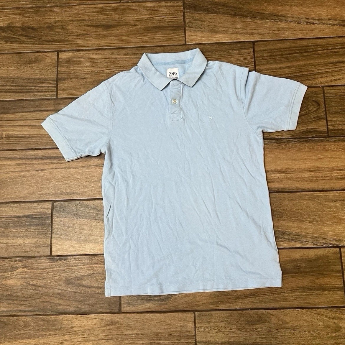 Zara Polo Shirt Mens Medium Light Blue Short Sleeve Classic Casual Pique Polo Zara Polo Shirt Mens Medium Light Blue Short Sleeve Classic Casual Pique Polo
