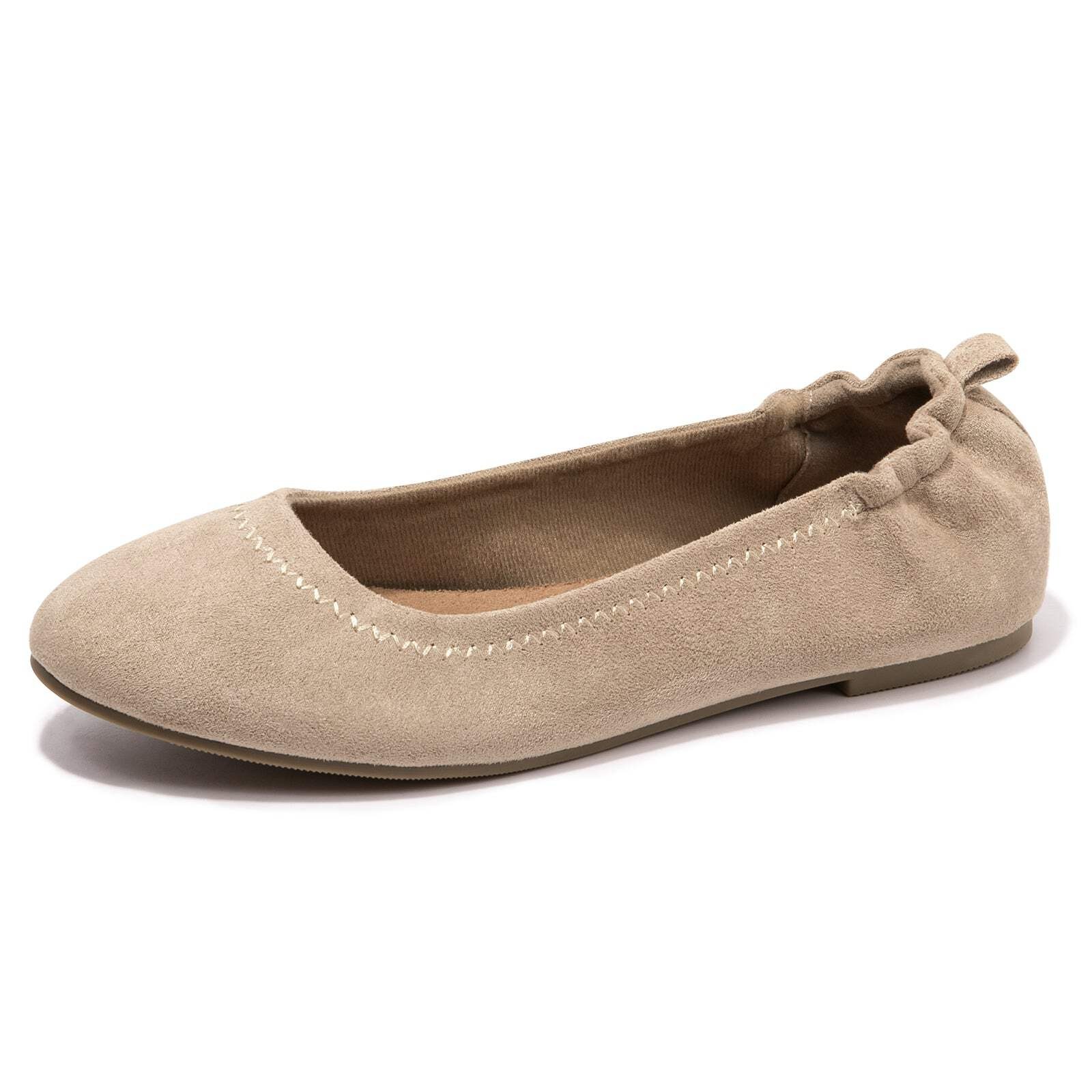Women's Soft Suede Ballet Flats Comfort Slip On Dress Casual Work Office Shoes