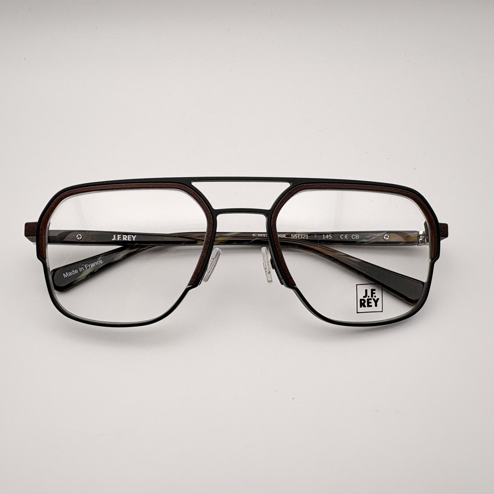 J.F. Rey JF3032 0098 Hybrid Eyeglasses Frame Black Horn Stainless Steel 3D Print
