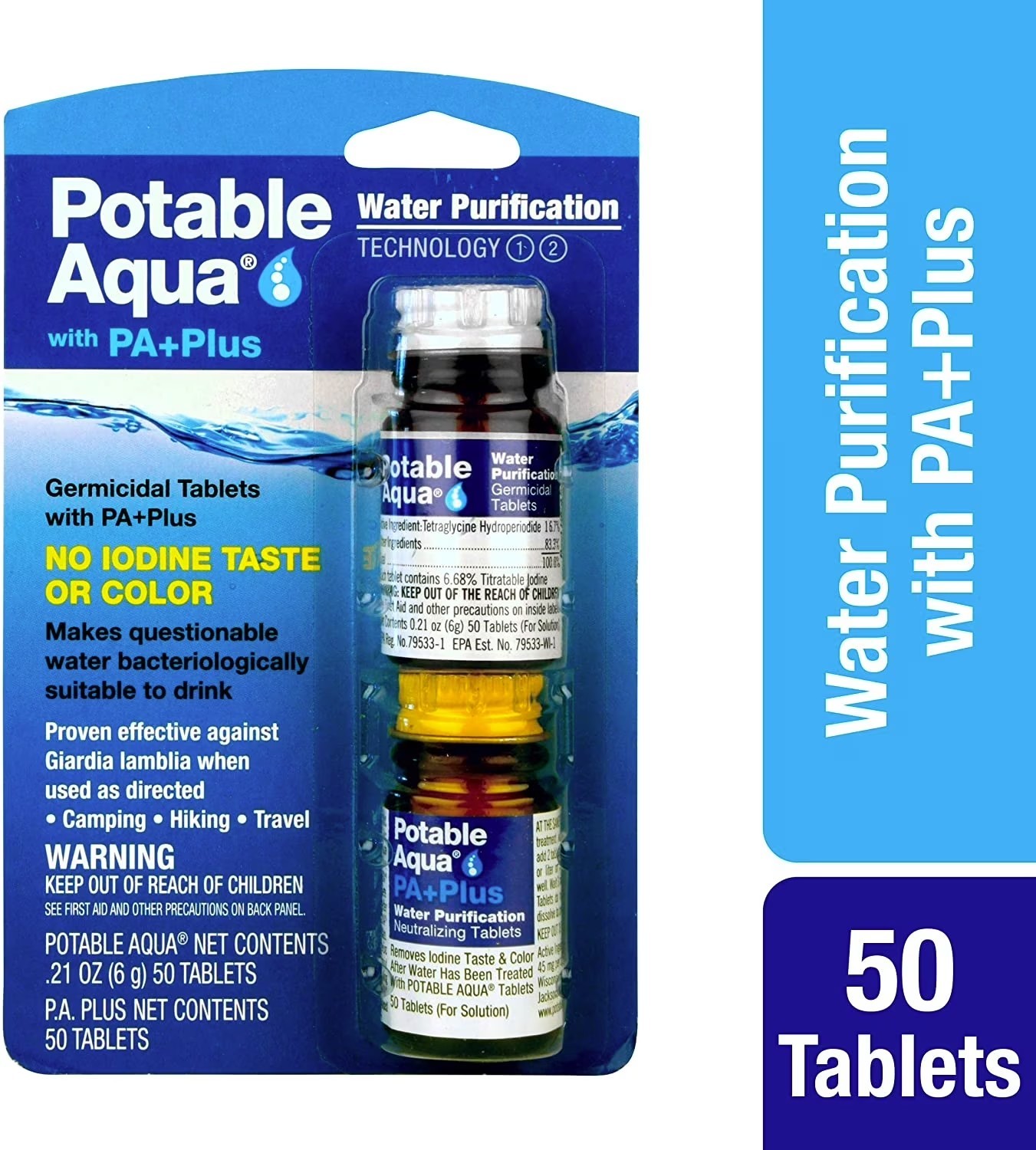 Potable Aqua Water Purification Tablets PA Plus - 100 Emergency Water Tabs Potable Aqua Water Purification Tablets PA Plus - 100 Emergency Water Tabs