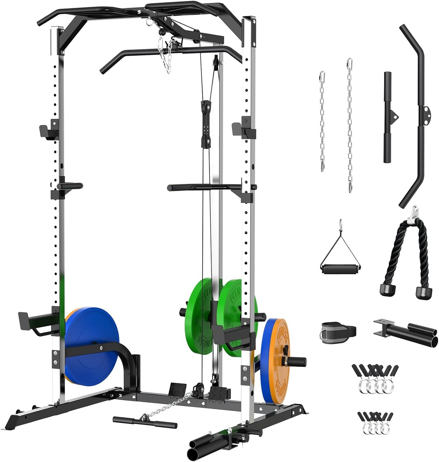 Power Cage Power Rack Squat Rack with LAT Pulldown for Home Gyms Without Weights Power Cage Power Rack Squat Rack with LAT Pulldown for Home Gyms Without Weights