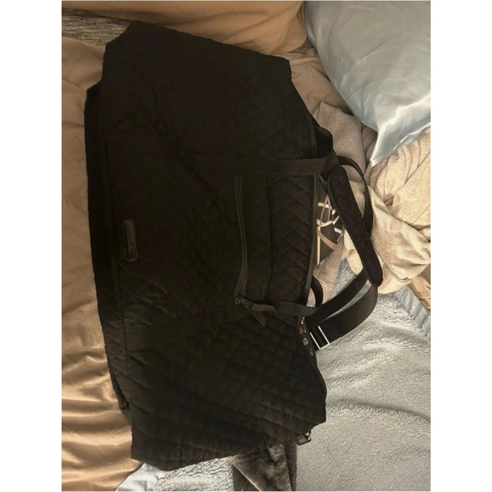 Vera Bradley Quilted Travel Duffle Bag with Rose Print Lining