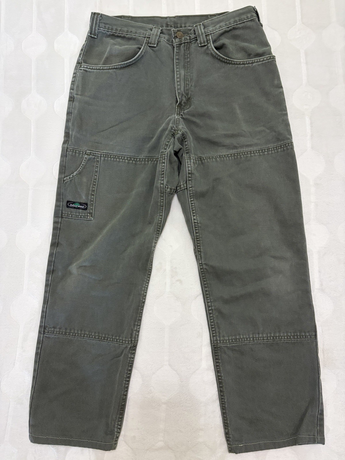 Vintage Arborwear Double Knee Pants Men’s 32x28 Green Faded Distressed Workwear Vintage Arborwear Double Knee Pants Men’s 32x28 Green Faded Distressed Workwear
