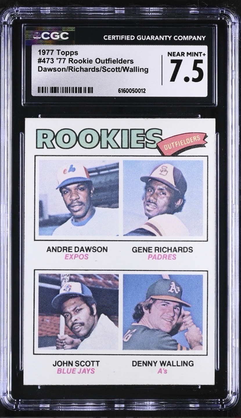 Topps 1977 #473 \'77 Rookie Outfielders Dawson Richards Scott Walling CGC 7.5