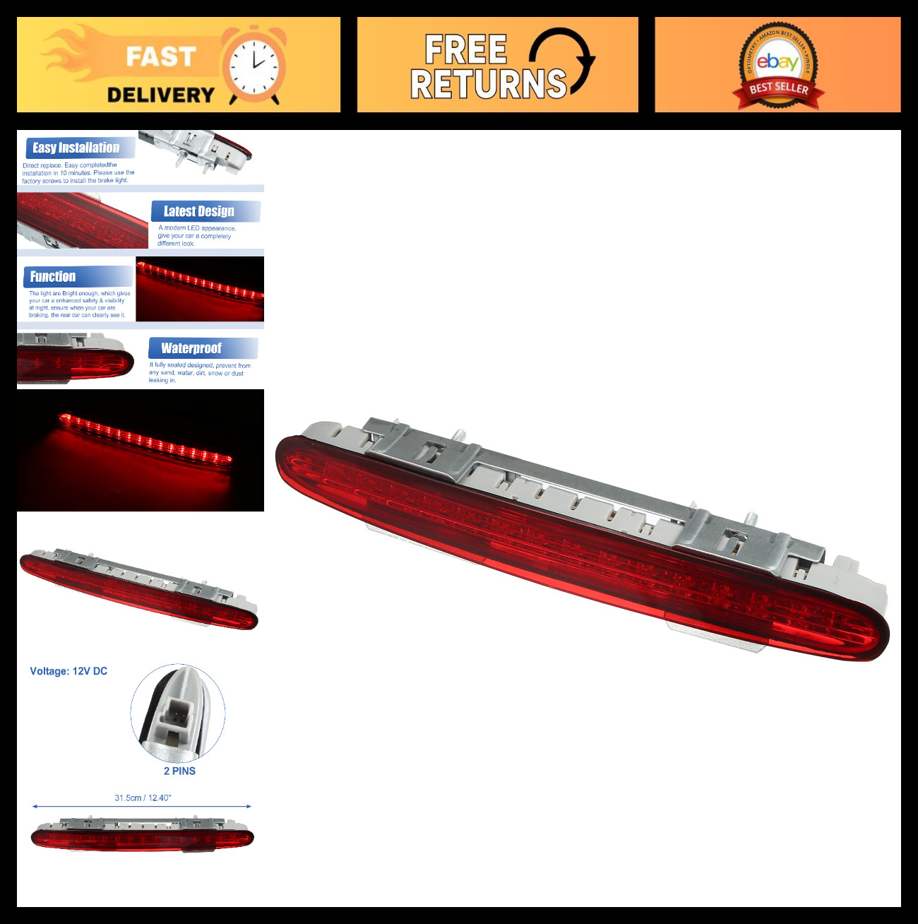 High-Level Third Rear Brake Light for Mercedes SL500 2003-2006, A2308200056, Red High-Level Third Rear Brake Light for Mercedes SL500 2003-2006, A2308200056, Red