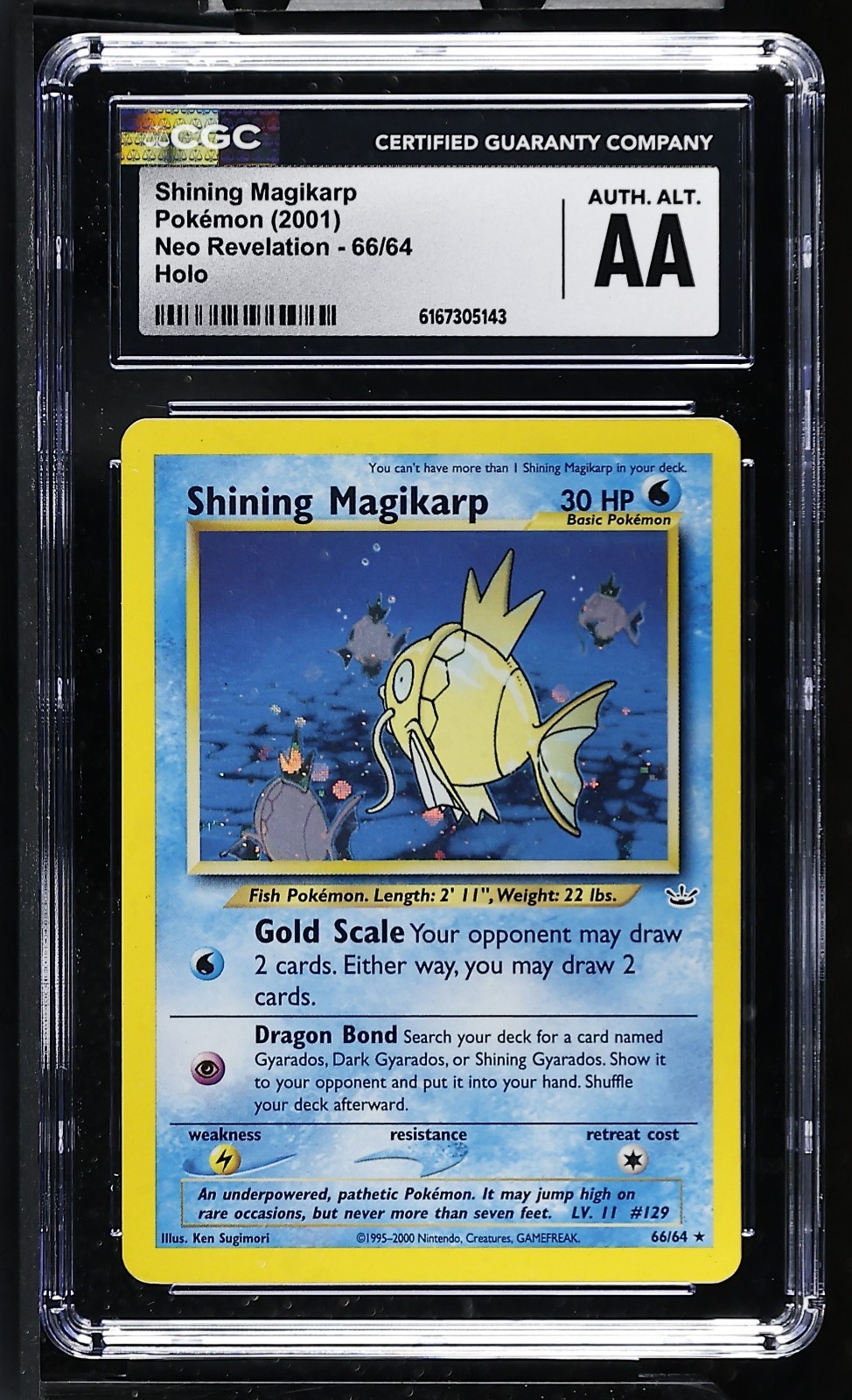 CGC AA Authentic Altered Shining Magikarp 66/64 Neo Revelation Holo Pokemon Card CGC AA Authentic Altered Shining Magikarp 66/64 Neo Revelation Holo Pokemon Card