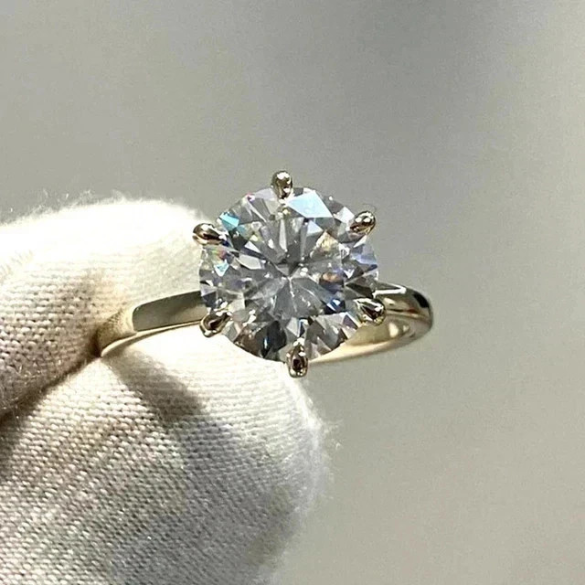 2 Ct Round-Cut Natural Diamond Solitaire Wedding Ring 14K Yellow Gold Size 6 7 8