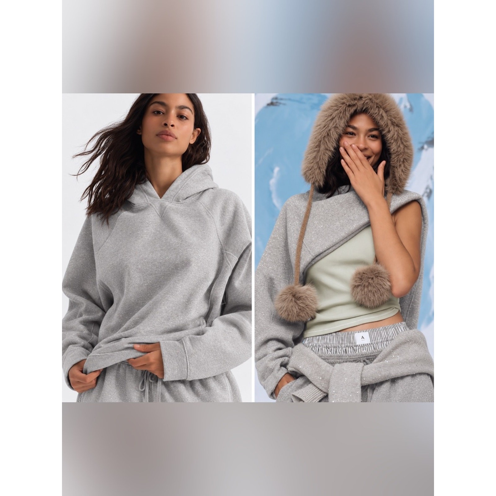 Anthropologie Daily Practice Sparkle-Trim Light Gray Crewneck Hoodie Sweater Anthropologie Daily Practice Sparkle-Trim Light Gray Crewneck Hoodie Sweater