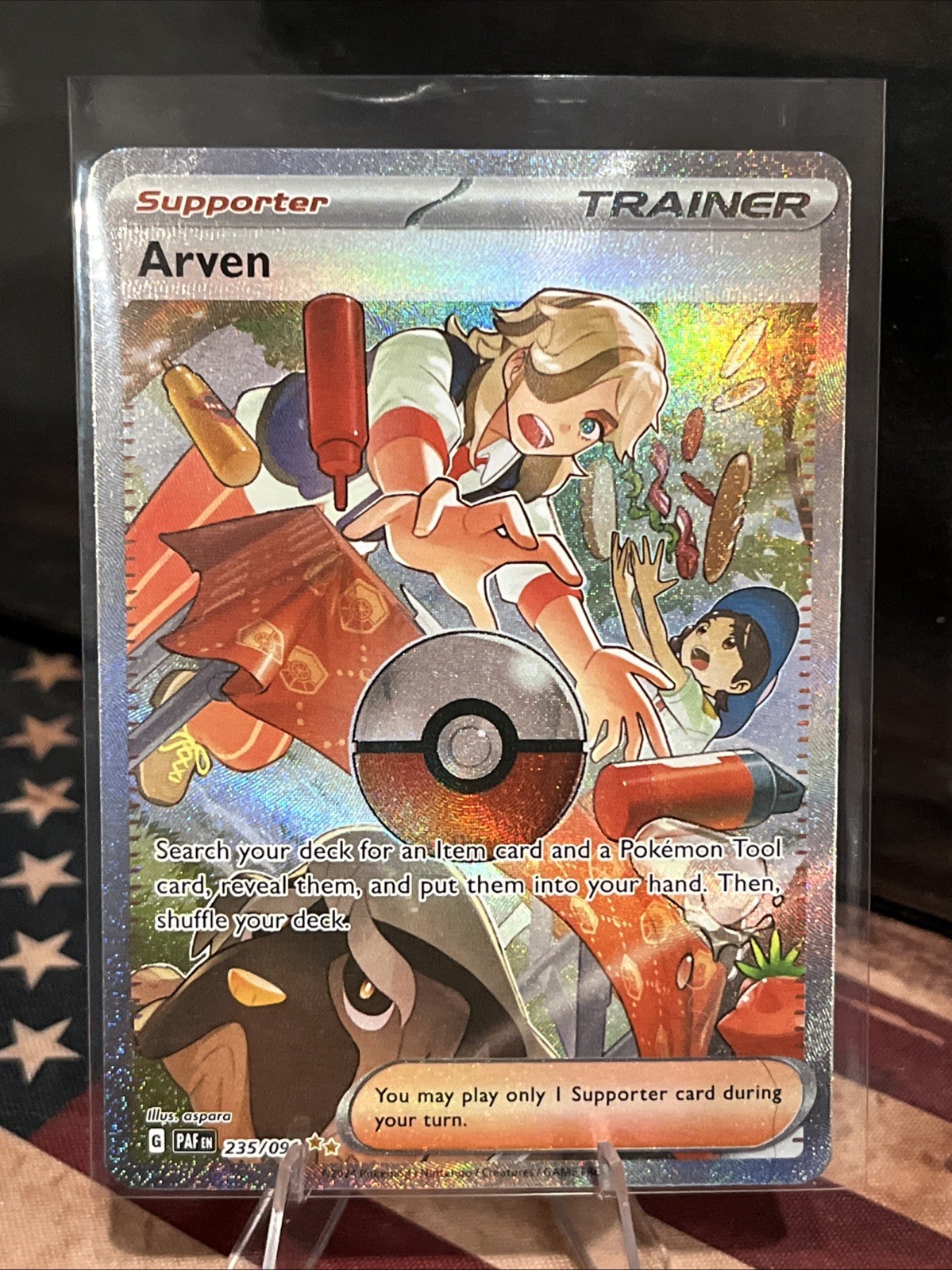 Pokemon TCG Arven 235/091 SV: Paldean Fates Full Art Holo SIR EN 2024 Pokemon TCG Arven 235/091 SV: Paldean Fates Full Art Holo SIR EN 2024