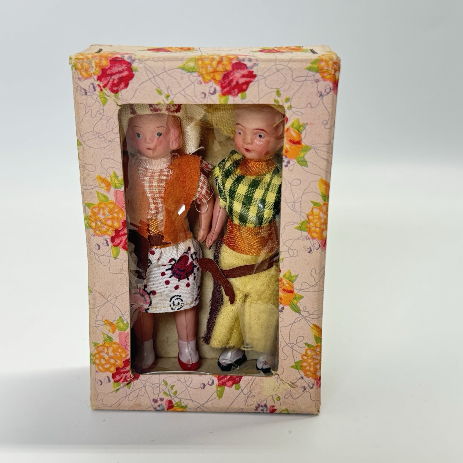 Vintage Western Cowboy Cowgirl Peg Bill Miniature Celluloid Doll Set Japan Vintage Western Cowboy Cowgirl Peg Bill Miniature Celluloid Doll Set Japan