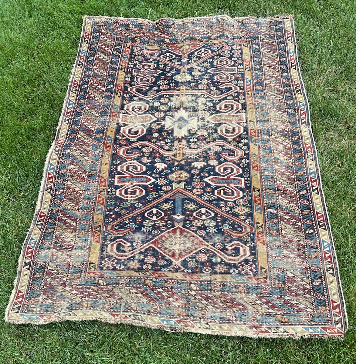 pre1900's ANTIQUE RARE SIZE FINE CAUCASIAN SHIRVAN PERPEDILL SIZE OF 3'11