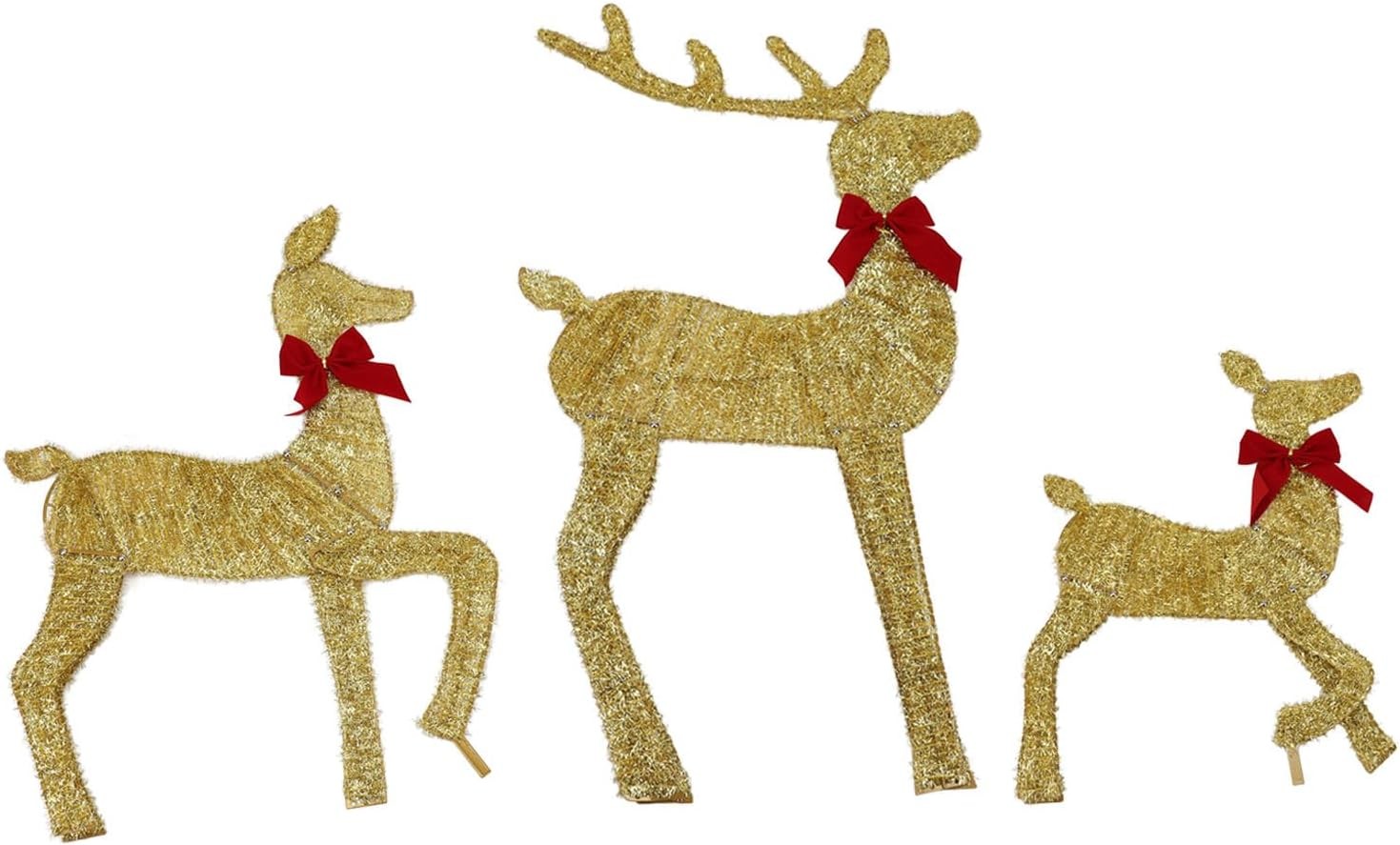 LED Lighted Deer Decoration,Deer Holiday Decoration,Gold LED Easy Assembly 3 Pie
