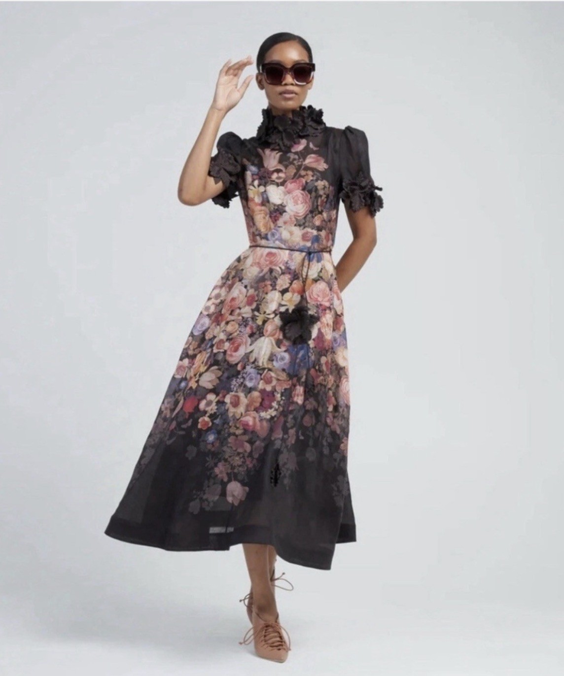 Zimmermann Luminosity Liftoff Midi Petal Appliqué Dress Size 1