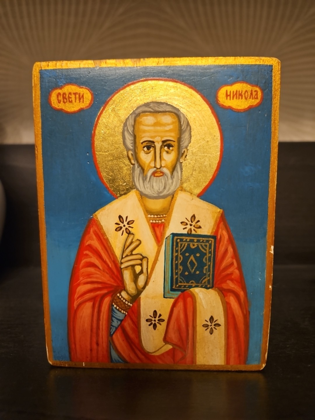 RRR RARE Vintage Hand Painted Orthodox Icon of ST. NICHOLA RRR RARE Vintage Hand Painted Orthodox Icon of ST. NICHOLA