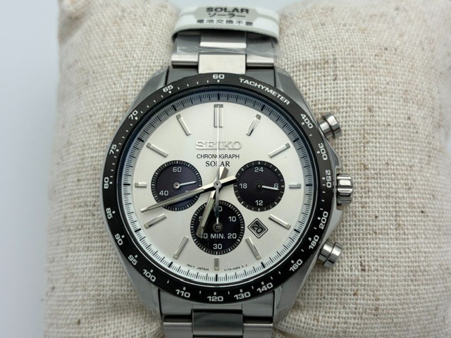 Seiko Selection SBPY165 Solar Chronograph Men\'s Watch White Dial Japan