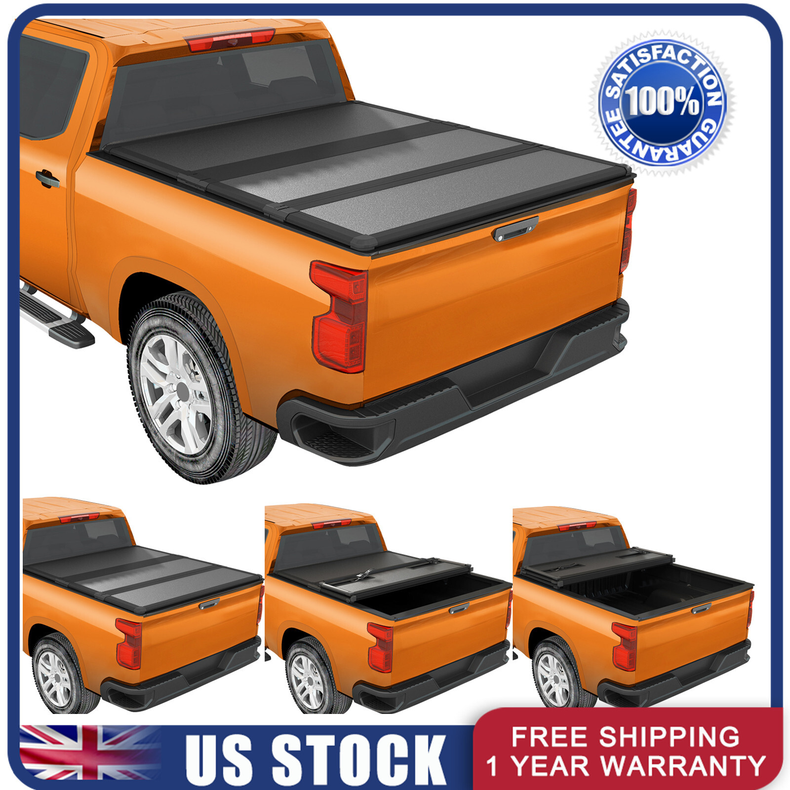 6.5FT FRP Hard Tonneau Cover For 2007-2013 Chevy Silverado GMC Sierra 3-Fold