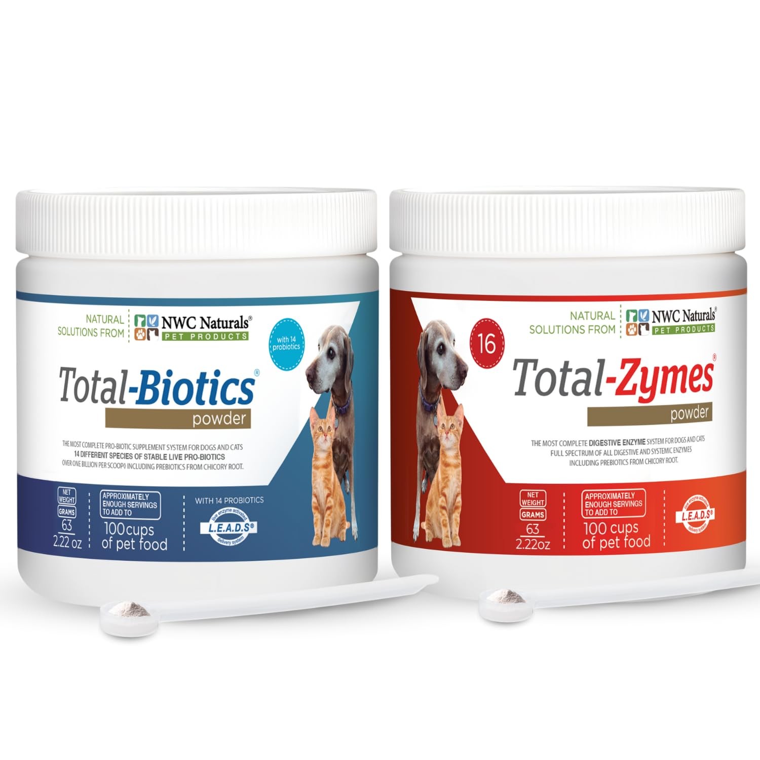 NWC Naturals Mini Twin Pack Probiotics for Dogs and Cats, Digestive Enzymes P...