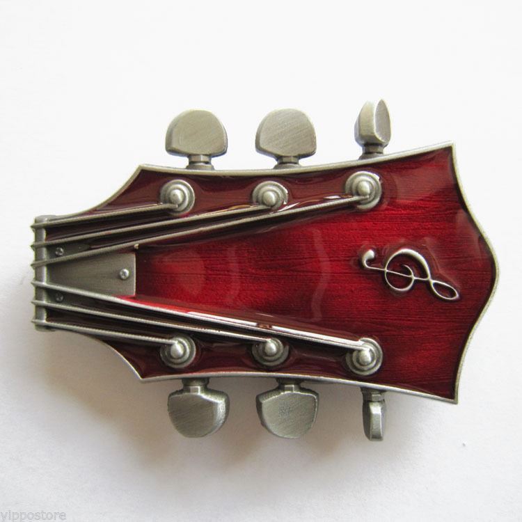 Red Guitar Head Music Belt Buckle Red Guitar Head Music Belt Buckle