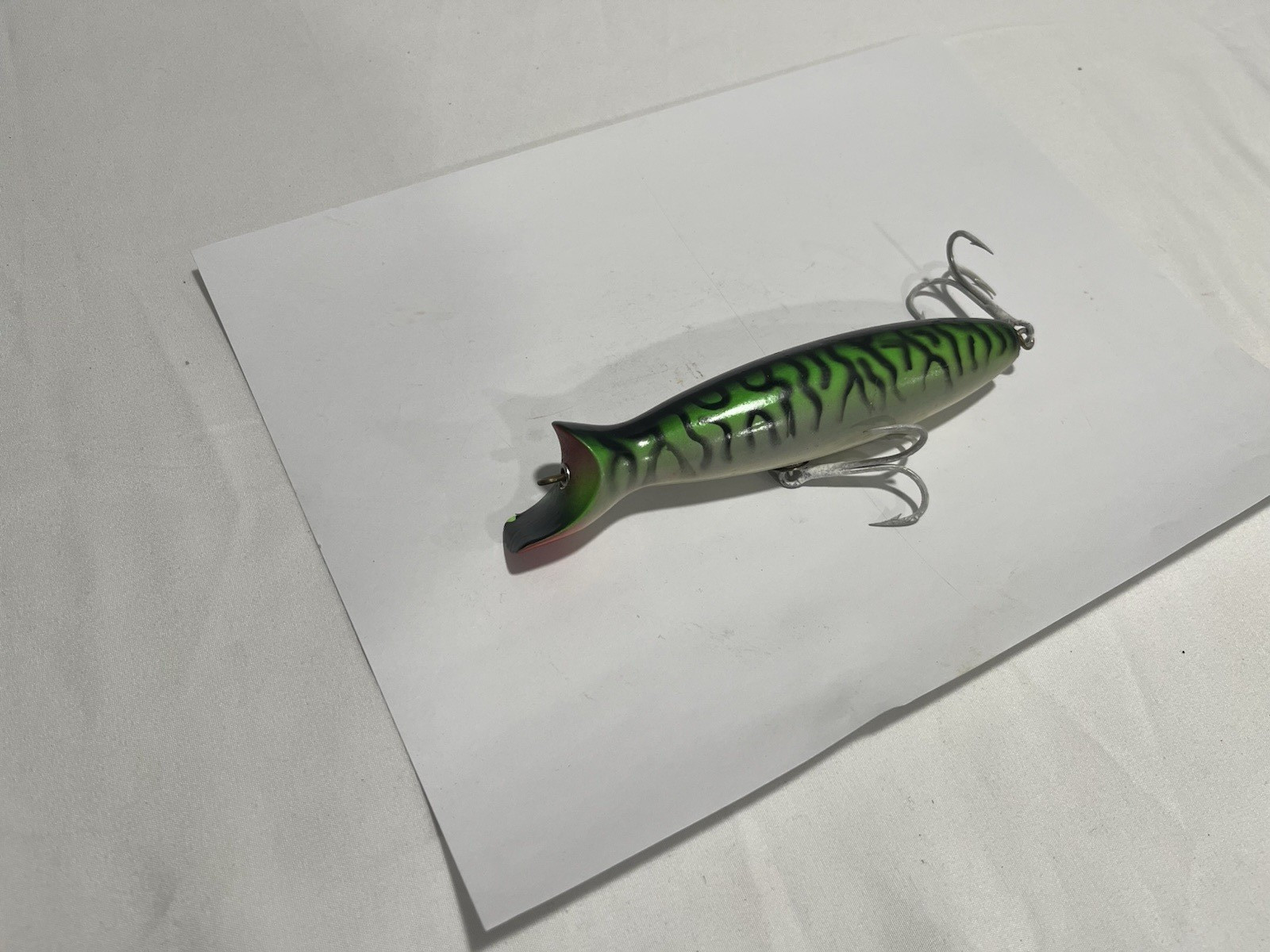 VINTAGE  GIBBS WOODEN SWIMMER BOTTLE Mackerel   2oz.  6 1/2”